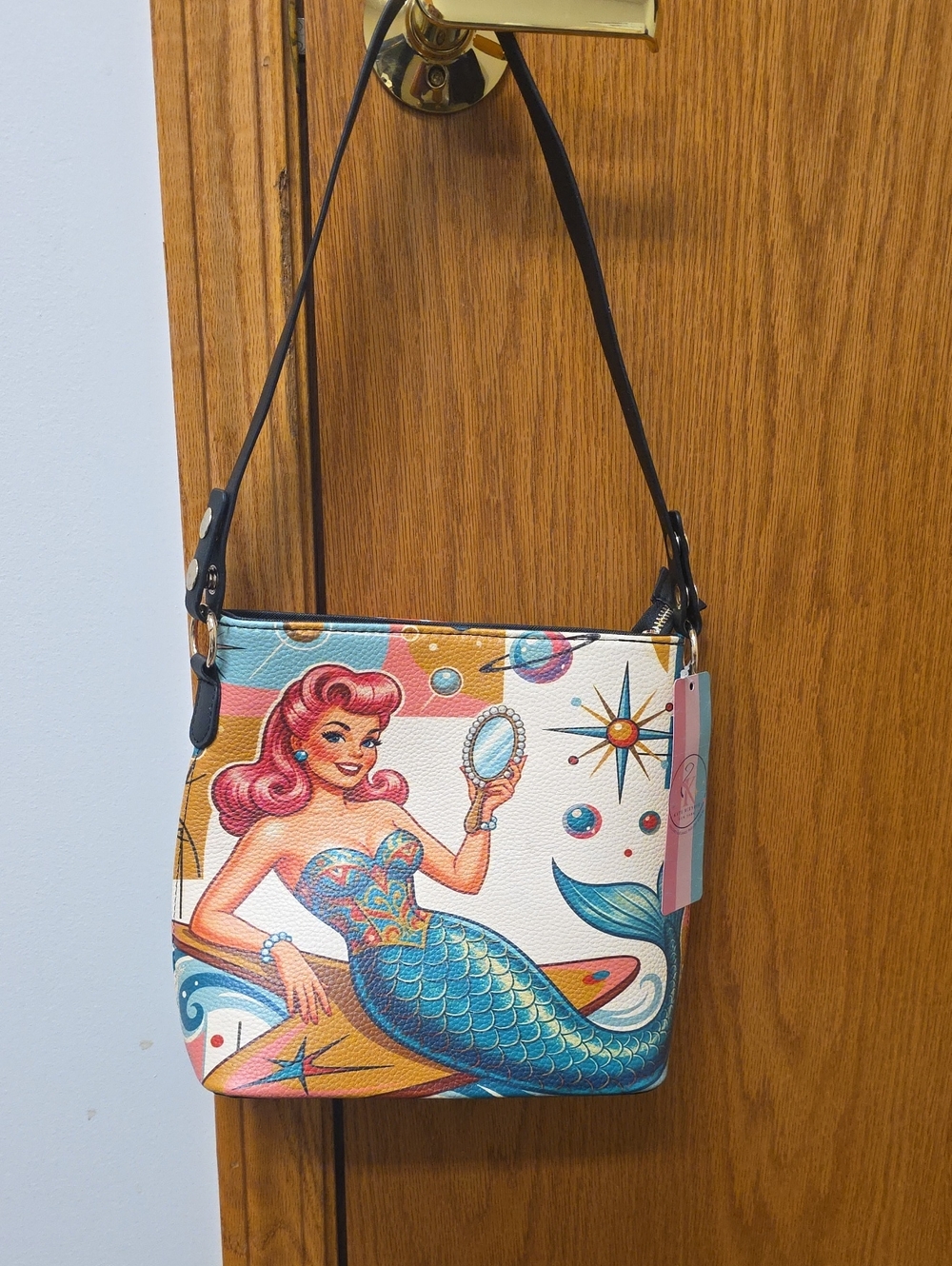 Kate Mcenroe New YorkMermaid Illustration Crossbody Bag in Multicolor NWT